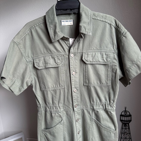 NWT Free People Marci Coverall Utility Jumpsuit Washed Army Sz S - Picture 7 of 8